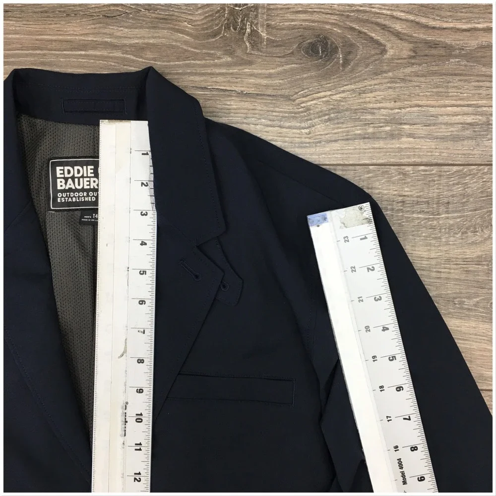 EDDIE BAUER Mens Performance Blazer Sport Coat Casual Jacket Size 42L Blue Suit